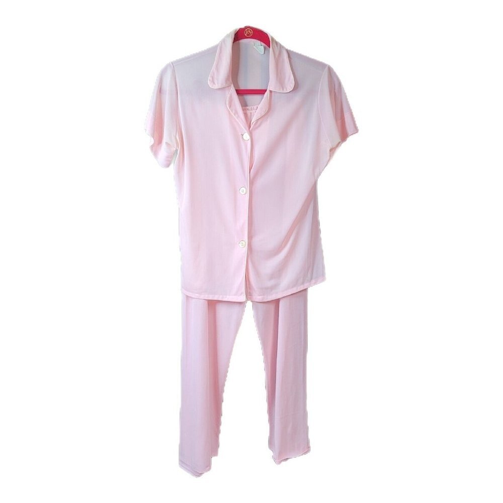 Vintage 60’s 70’s Size 32 Pink Nylon 2 Piece Pajama Set